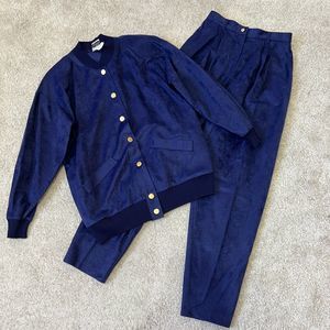 Teddi Sport Outfit Size Medium Jacket & Pants Set Blue Gold Button NWT